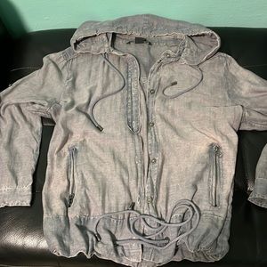 Armani Exchange A/X 100% cotton button down jacket with detachable hood, Size L